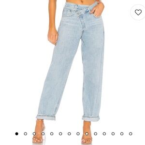 🩵 AGOLDE Criss Cross Front Upsized High Rise Light Medium Wash Jeans 22